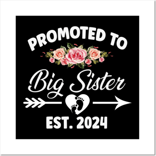 Promoted to Big Sister Est 2024 Pregnancy Announcement Posters and Art